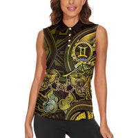 Personalised Polynesia Zodiac Gemini Women Sleeveless Polo Shirt Galaxy Polynesian Pattern Chest Tattoo Style LT14 - Polynesian Pride
