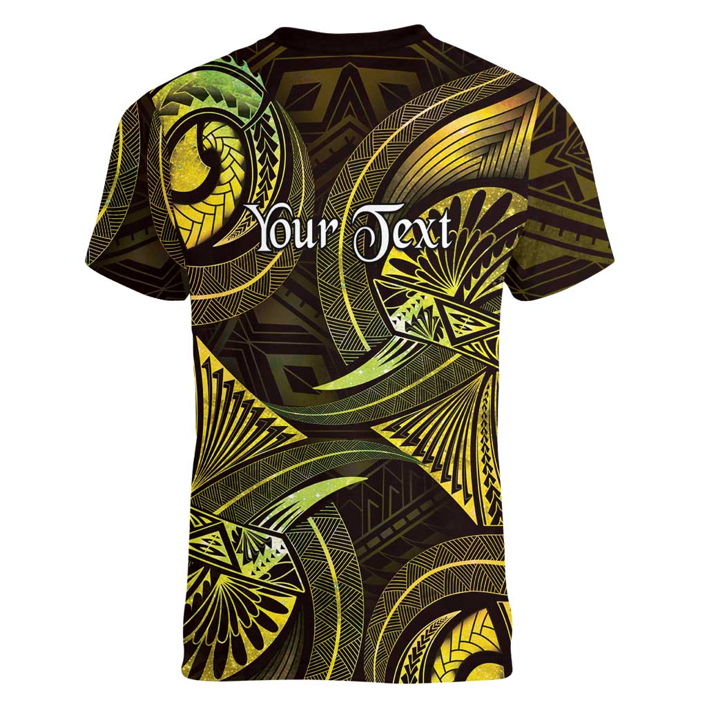 Personalised Polynesia Zodiac Gemini Women V-Neck T-Shirt Galaxy Polynesian Pattern Chest Tattoo Style LT14 - Polynesian Pride