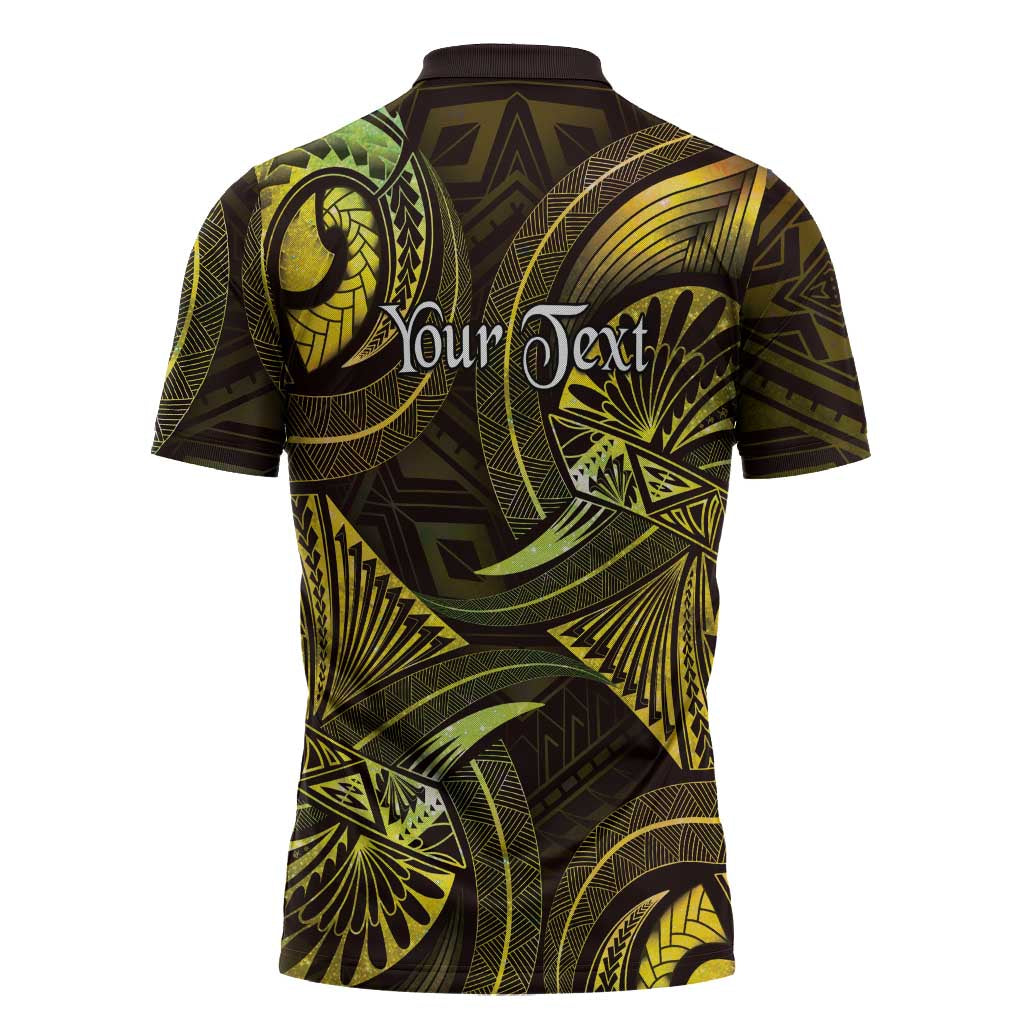 Personalised Polynesia Zodiac Gemini Zipper Polo Shirt Galaxy Polynesian Pattern Chest Tattoo Style LT14 - Polynesian Pride