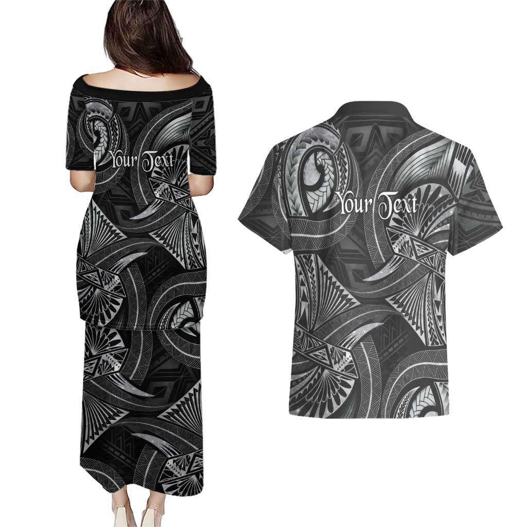 Personalised Polynesia Zodiac Cancer Couples Matching Puletasi and Hawaiian Shirt Galaxy Polynesian Pattern Chest Tattoo Style