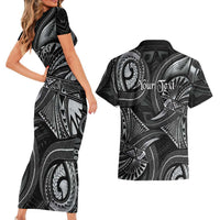 Personalised Polynesia Zodiac Cancer Couples Matching Short Sleeve Bodycon Dress and Hawaiian Shirt Galaxy Polynesian Pattern Chest Tattoo Style LT14 - Polynesian Pride