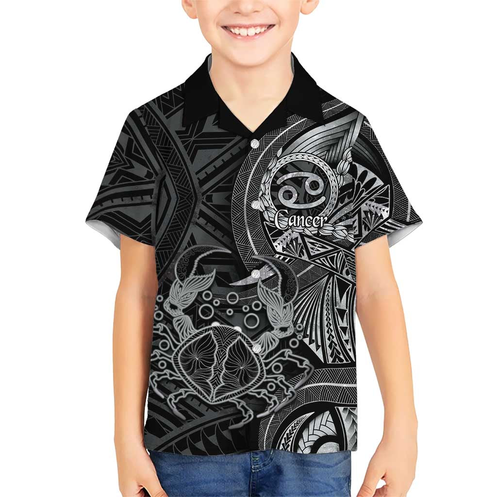 Personalised Polynesia Zodiac Cancer Kid Hawaiian Shirt Galaxy Polynesian Pattern Chest Tattoo Style LT14 Kid Black - Polynesian Pride