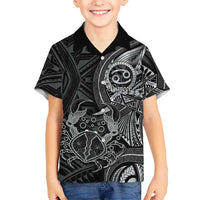 Personalised Polynesia Zodiac Cancer Kid Hawaiian Shirt Galaxy Polynesian Pattern Chest Tattoo Style LT14 Kid Black - Polynesian Pride