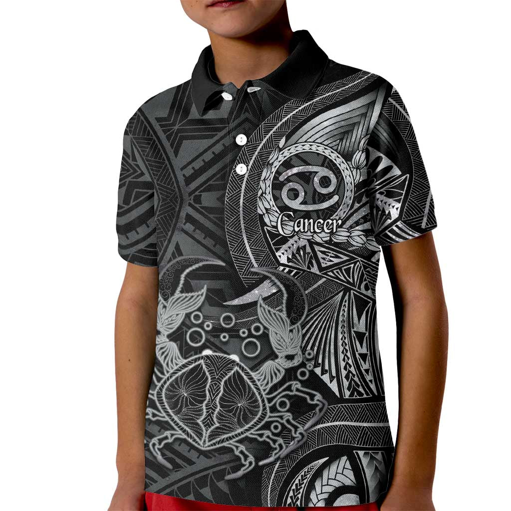 Personalised Polynesia Zodiac Cancer Kid Polo Shirt Galaxy Polynesian Pattern Chest Tattoo Style LT14 Kid Black - Polynesian Pride