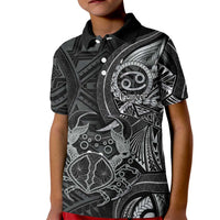 Personalised Polynesia Zodiac Cancer Kid Polo Shirt Galaxy Polynesian Pattern Chest Tattoo Style LT14 Kid Black - Polynesian Pride
