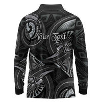 Personalised Polynesia Zodiac Cancer Long Sleeve Polo Shirt Galaxy Polynesian Pattern Chest Tattoo Style
