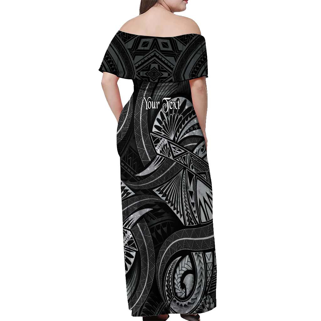 Personalised Polynesia Zodiac Cancer Off Shoulder Maxi Dress Galaxy Polynesian Pattern Chest Tattoo Style