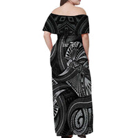 Personalised Polynesia Zodiac Cancer Off Shoulder Maxi Dress Galaxy Polynesian Pattern Chest Tattoo Style