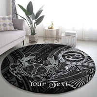 Personalised Polynesia Zodiac Cancer Round Carpet Galaxy Polynesian Pattern Chest Tattoo Style