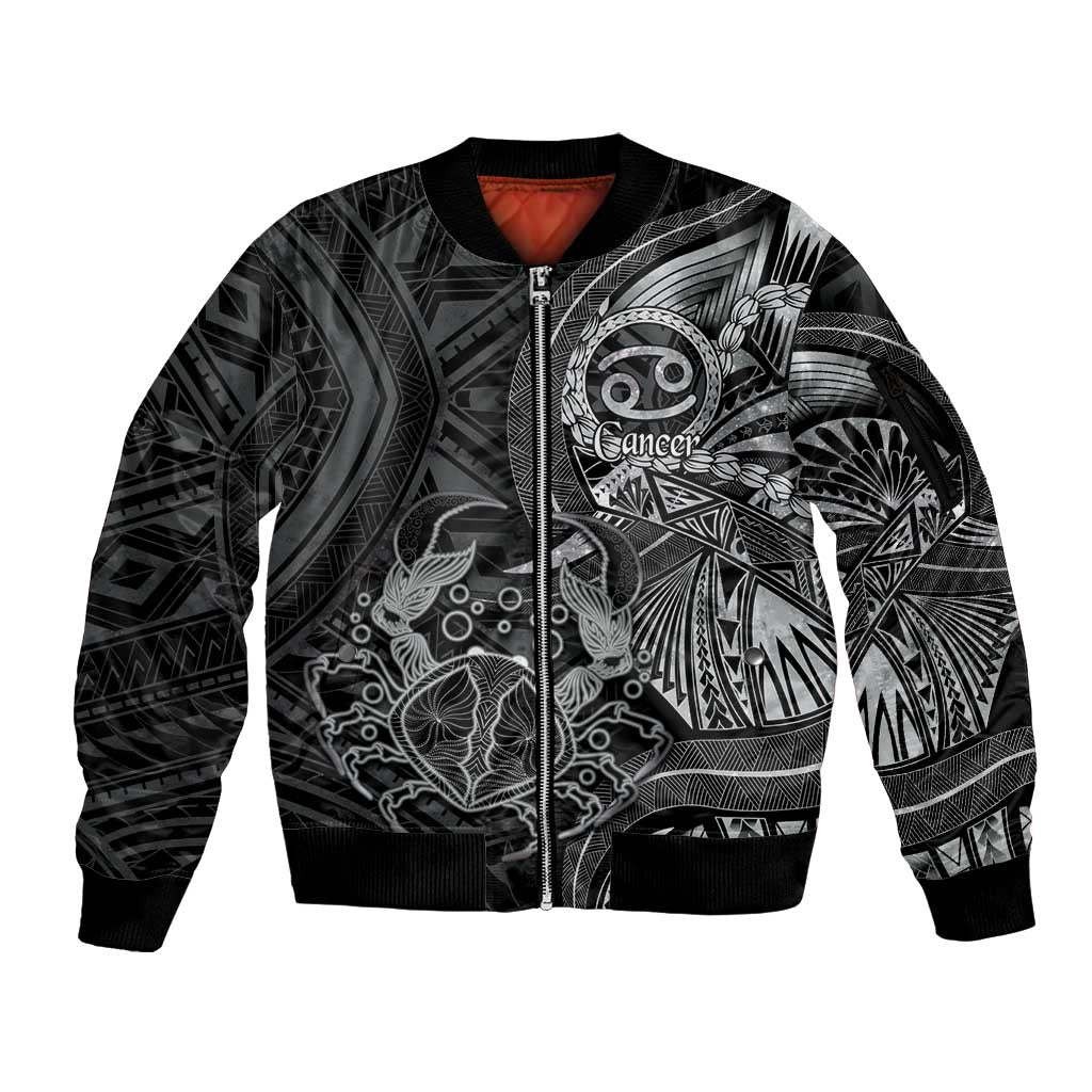 Personalised Polynesia Zodiac Cancer Sleeve Zip Bomber Jacket Galaxy Polynesian Pattern Chest Tattoo Style