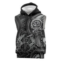 Personalised Polynesia Zodiac Cancer Sleeveless Hoodie Galaxy Polynesian Pattern Chest Tattoo Style LT14 Black - Polynesian Pride
