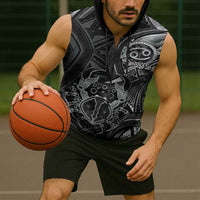 Personalised Polynesia Zodiac Cancer Sleeveless Zip Hoodie Galaxy Polynesian Pattern Chest Tattoo Style LT14 - Polynesian Pride