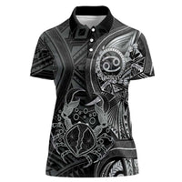Personalised Polynesia Zodiac Cancer Women Polo Shirt Galaxy Polynesian Pattern Chest Tattoo Style LT14 Female Black - Polynesian Pride