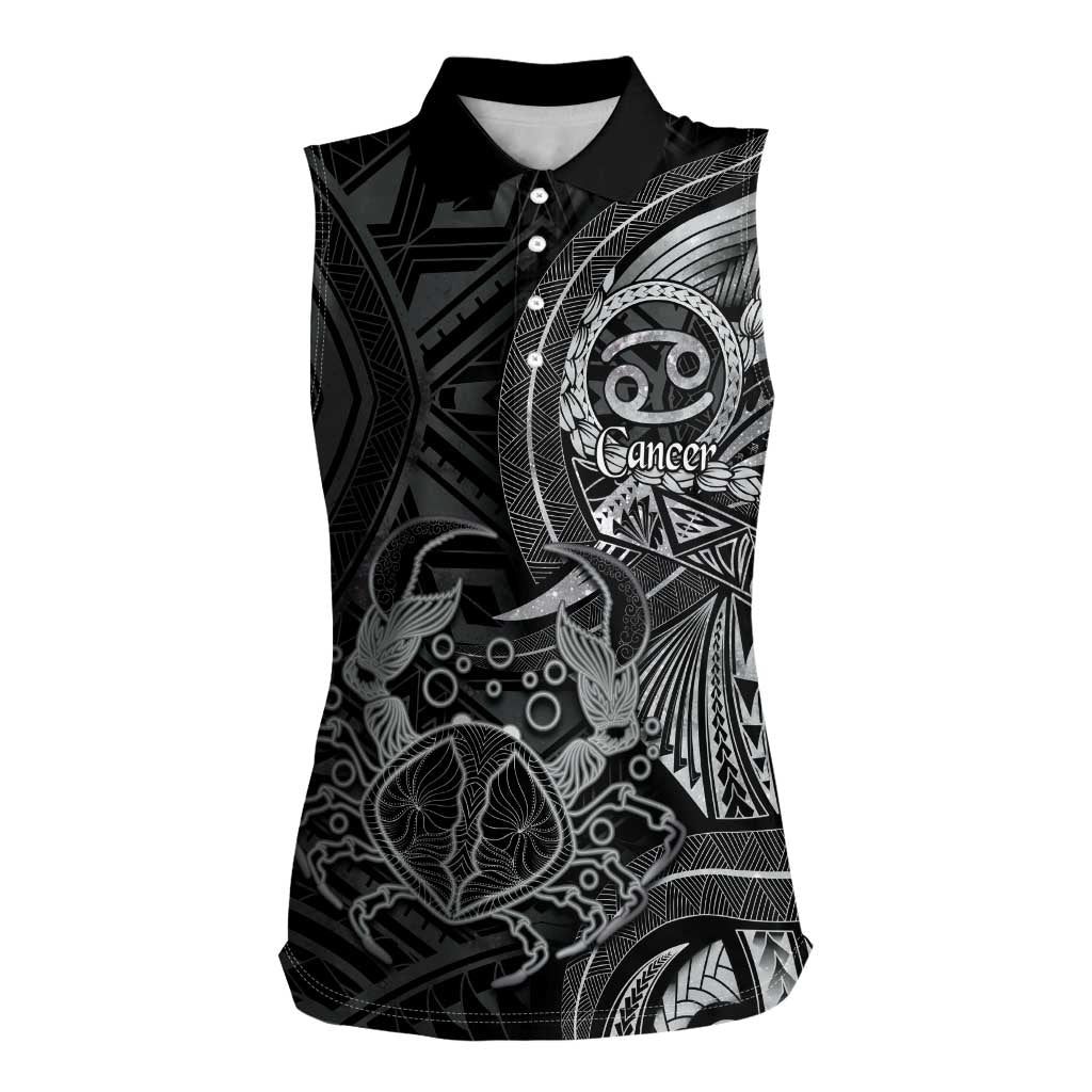 Personalised Polynesia Zodiac Cancer Women Sleeveless Polo Shirt Galaxy Polynesian Pattern Chest Tattoo Style