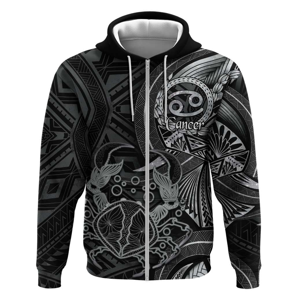 Personalised Polynesia Zodiac Cancer Zip Hoodie Galaxy Polynesian Pattern Chest Tattoo Style