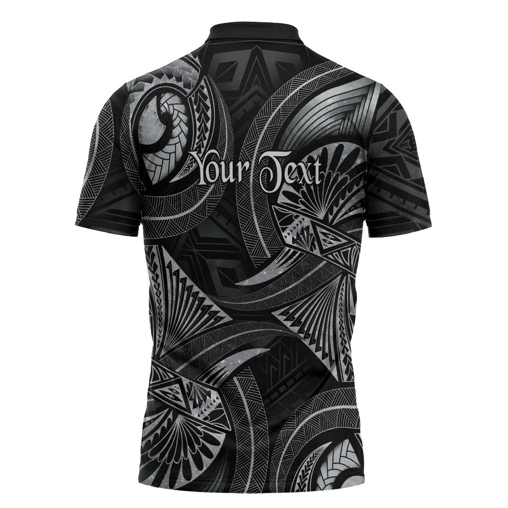 Personalised Polynesia Zodiac Cancer Zipper Polo Shirt Galaxy Polynesian Pattern Chest Tattoo Style LT14 - Polynesian Pride