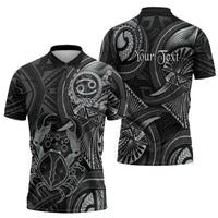Personalised Polynesia Zodiac Cancer Zipper Polo Shirt Galaxy Polynesian Pattern Chest Tattoo Style LT14 - Polynesian Pride