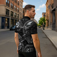 Personalised Polynesia Zodiac Cancer Zipper Polo Shirt Galaxy Polynesian Pattern Chest Tattoo Style LT14 - Polynesian Pride