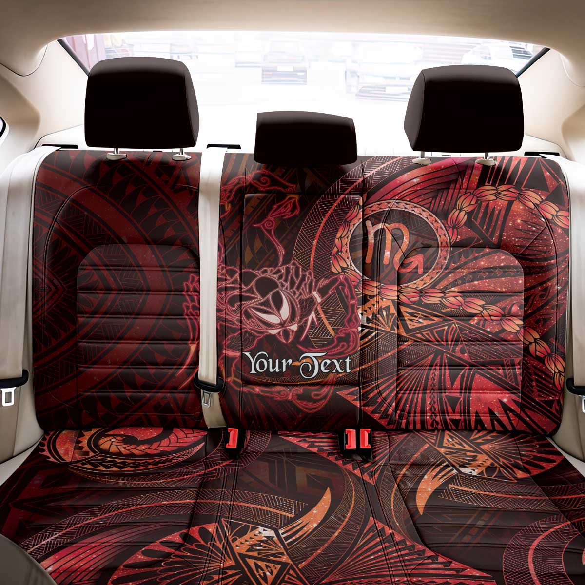Personalised Polynesia Zodiac Scorpio Back Car Seat Cover Galaxy Polynesian Pattern Chest Tattoo Style LT14 - Polynesian Pride