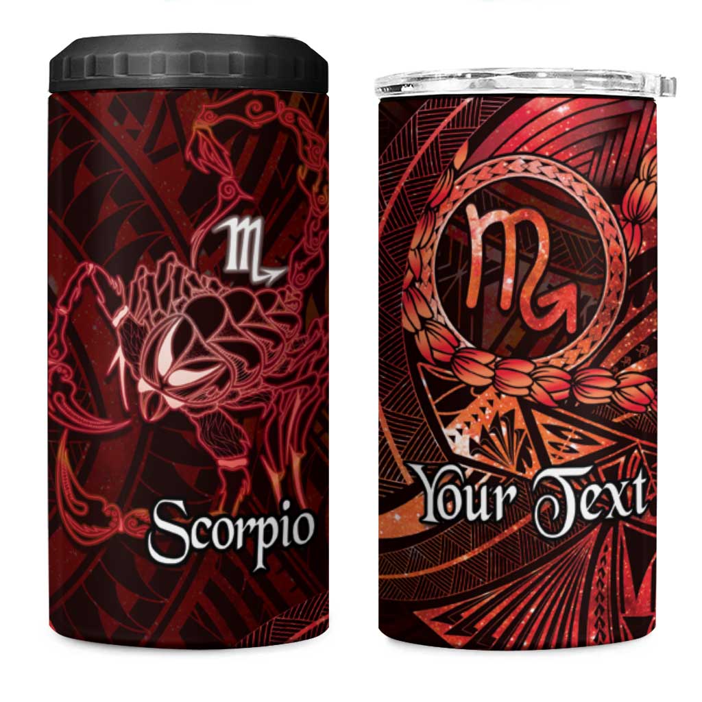 Personalised Polynesia Zodiac Scorpio 4 in 1 Can Cooler Tumbler Galaxy Polynesian Pattern Chest Tattoo Style