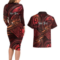 Personalised Polynesia Zodiac Scorpio Couples Matching Long Sleeve Bodycon Dress and Hawaiian Shirt Galaxy Polynesian Pattern Chest Tattoo Style LT14 - Polynesian Pride