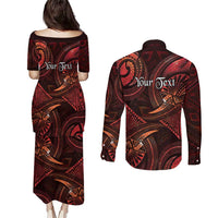 Personalised Polynesia Zodiac Scorpio Couples Matching Puletasi and Long Sleeve Button Shirt Galaxy Polynesian Pattern Chest Tattoo Style LT14 - Polynesian Pride