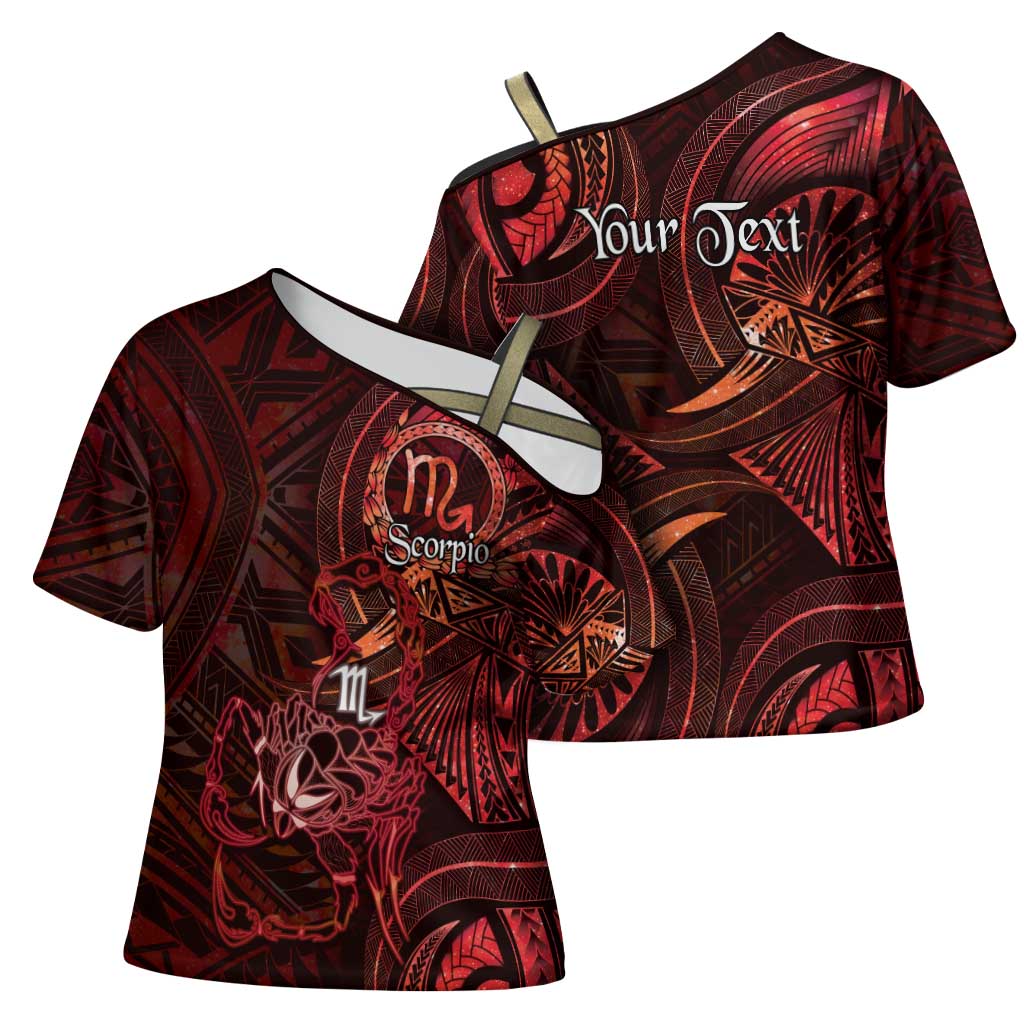 Personalised Polynesia Zodiac Scorpio Cross Shoulder Shirt Galaxy Polynesian Pattern Chest Tattoo Style LT14 - Polynesian Pride