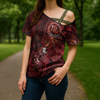 Personalised Polynesia Zodiac Scorpio Cross Shoulder Shirt Galaxy Polynesian Pattern Chest Tattoo Style LT14 - Polynesian Pride