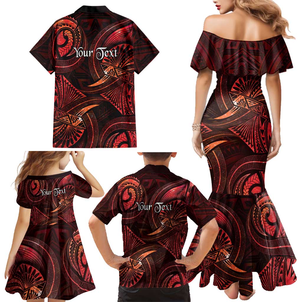 Personalised Polynesia Zodiac Scorpio Family Matching Mermaid Dress and Hawaiian Shirt Galaxy Polynesian Pattern Chest Tattoo Style LT14 - Polynesian Pride
