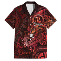 Personalised Polynesia Zodiac Scorpio Family Matching Mermaid Dress and Hawaiian Shirt Galaxy Polynesian Pattern Chest Tattoo Style LT14 Dad's Shirt - Short Sleeve Red - Polynesian Pride