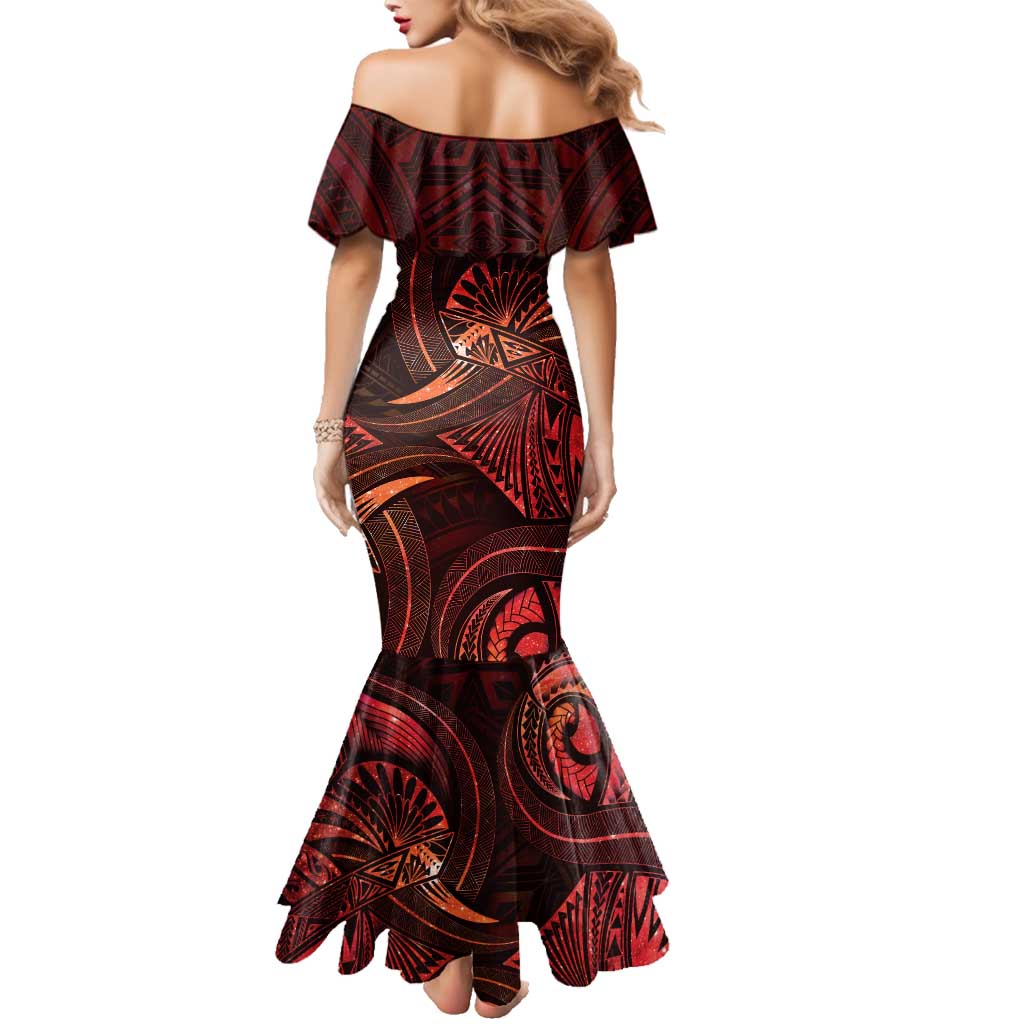 Personalised Polynesia Zodiac Scorpio Family Matching Mermaid Dress and Hawaiian Shirt Galaxy Polynesian Pattern Chest Tattoo Style LT14 - Polynesian Pride