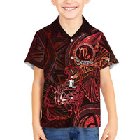 Personalised Polynesia Zodiac Scorpio Kid Hawaiian Shirt Galaxy Polynesian Pattern Chest Tattoo Style LT14 Kid Red - Polynesian Pride