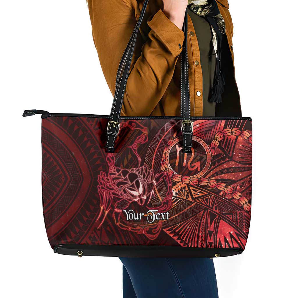 Personalised Polynesia Zodiac Scorpio Leather Tote Bag Galaxy Polynesian Pattern Chest Tattoo Style LT14 - Polynesian Pride