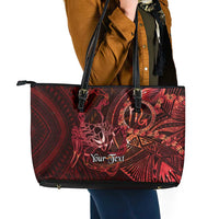 Personalised Polynesia Zodiac Scorpio Leather Tote Bag Galaxy Polynesian Pattern Chest Tattoo Style LT14 - Polynesian Pride
