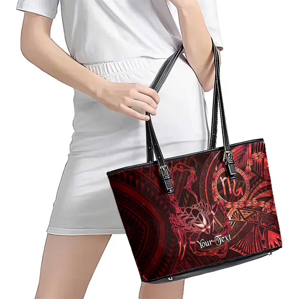 Personalised Polynesia Zodiac Scorpio Leather Tote Bag Galaxy Polynesian Pattern Chest Tattoo Style LT14 - Polynesian Pride