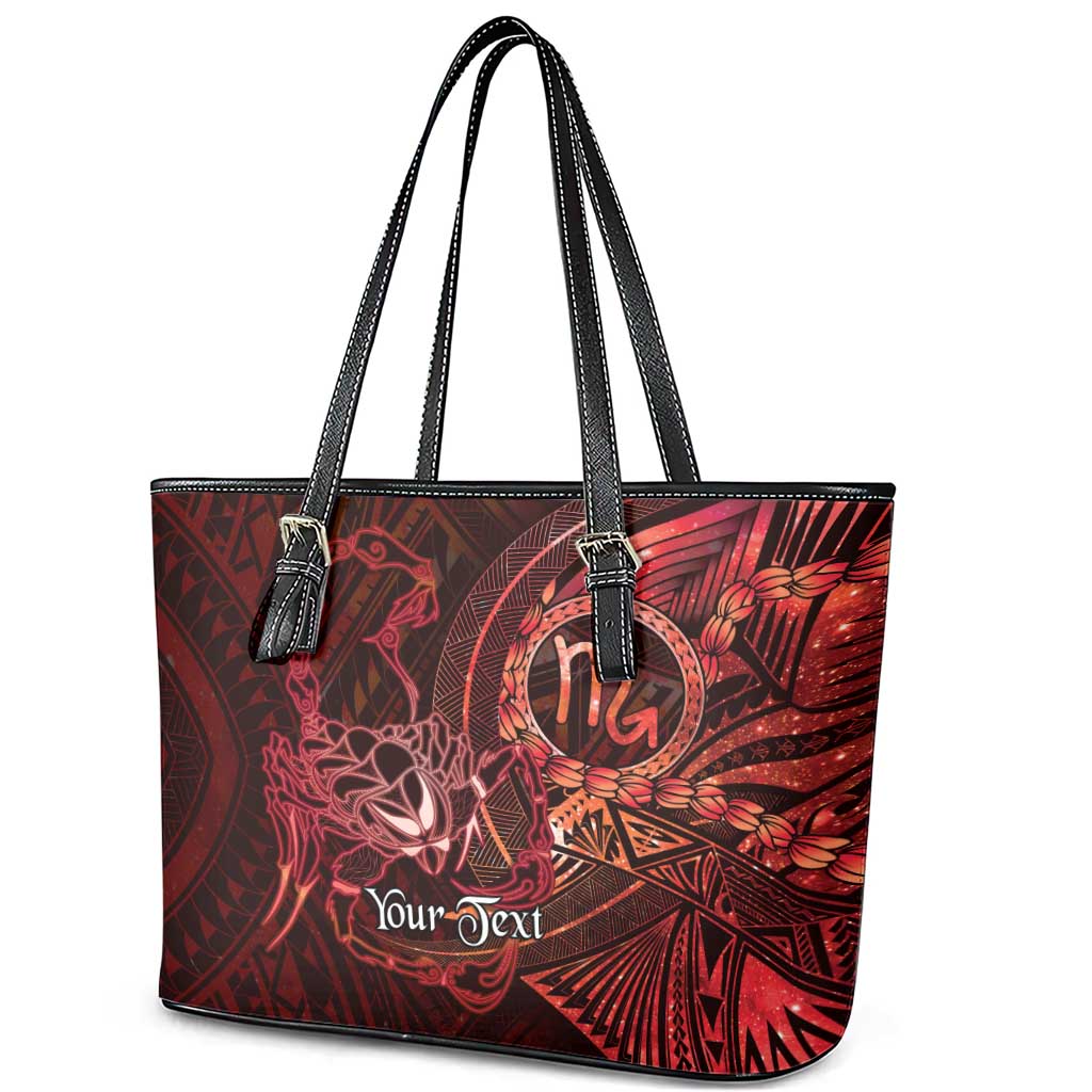 Personalised Polynesia Zodiac Scorpio Leather Tote Bag Galaxy Polynesian Pattern Chest Tattoo Style LT14 - Polynesian Pride