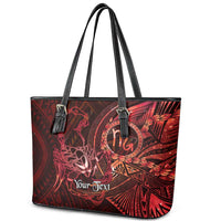Personalised Polynesia Zodiac Scorpio Leather Tote Bag Galaxy Polynesian Pattern Chest Tattoo Style LT14 - Polynesian Pride