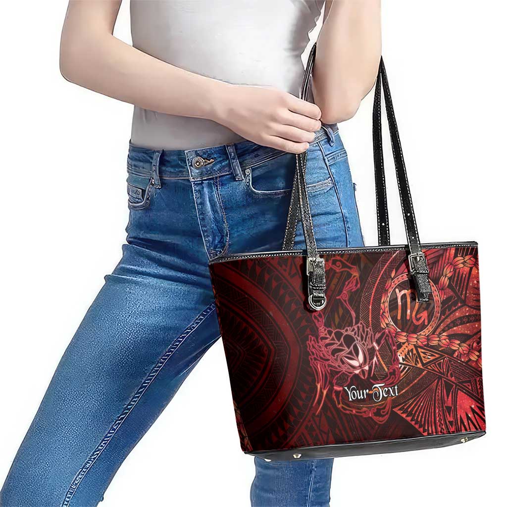 Personalised Polynesia Zodiac Scorpio Leather Tote Bag Galaxy Polynesian Pattern Chest Tattoo Style LT14 - Polynesian Pride