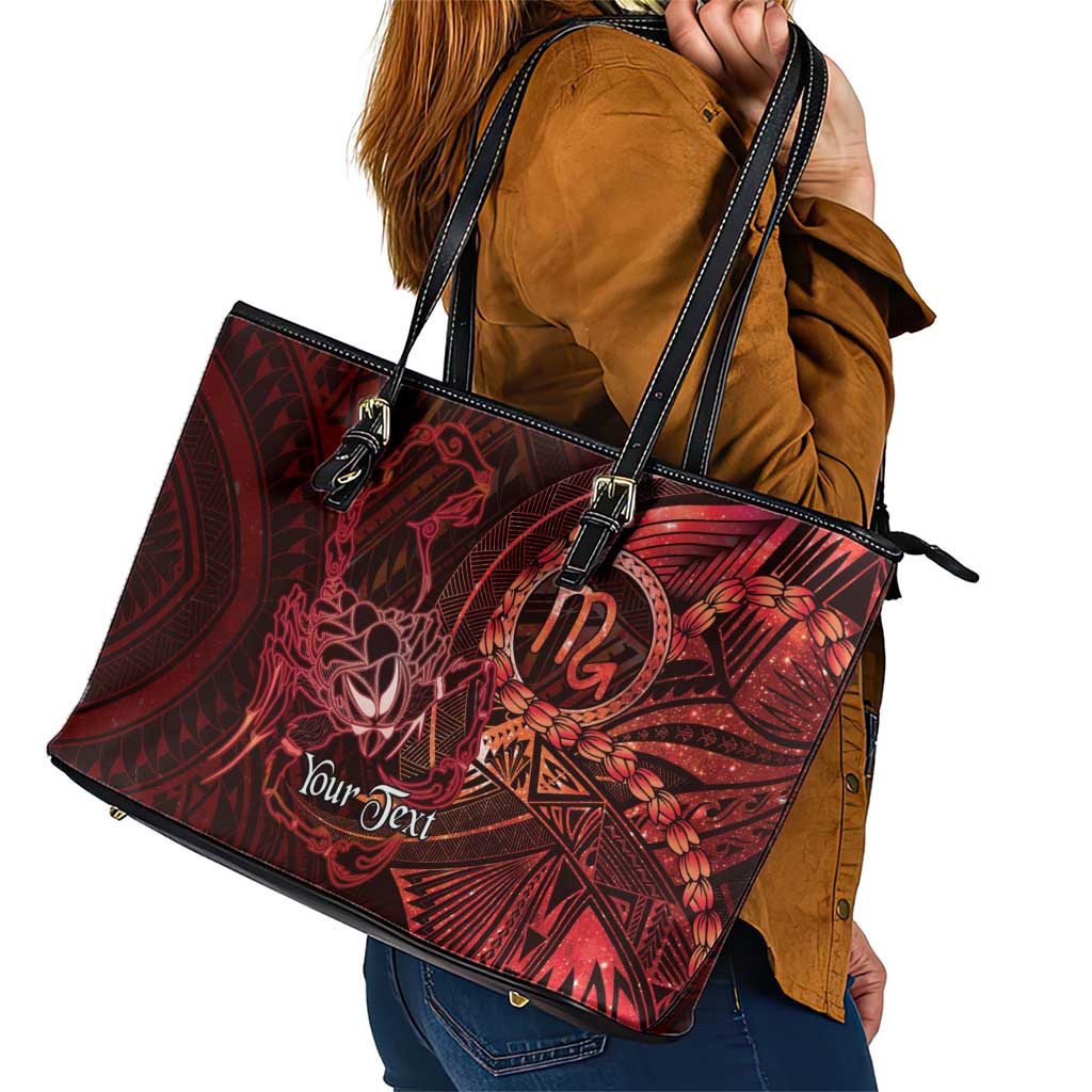 Personalised Polynesia Zodiac Scorpio Leather Tote Bag Galaxy Polynesian Pattern Chest Tattoo Style LT14 - Polynesian Pride