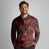 Personalised Polynesia Zodiac Scorpio Long Sleeve Polo Shirt Galaxy Polynesian Pattern Chest Tattoo Style LT14 - Polynesian Pride
