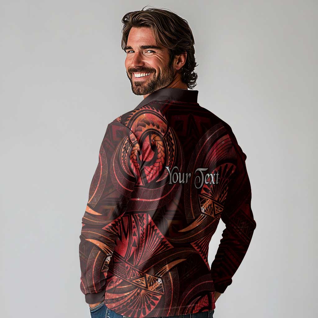 Personalised Polynesia Zodiac Scorpio Long Sleeve Polo Shirt Galaxy Polynesian Pattern Chest Tattoo Style LT14 - Polynesian Pride