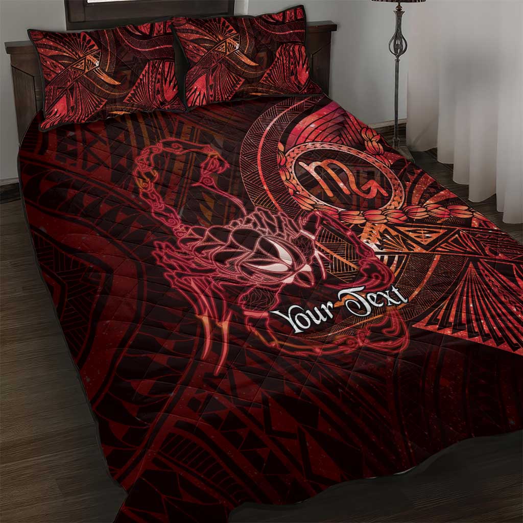 Personalised Polynesia Zodiac Scorpio Quilt Bed Set Galaxy Polynesian Pattern Chest Tattoo Style