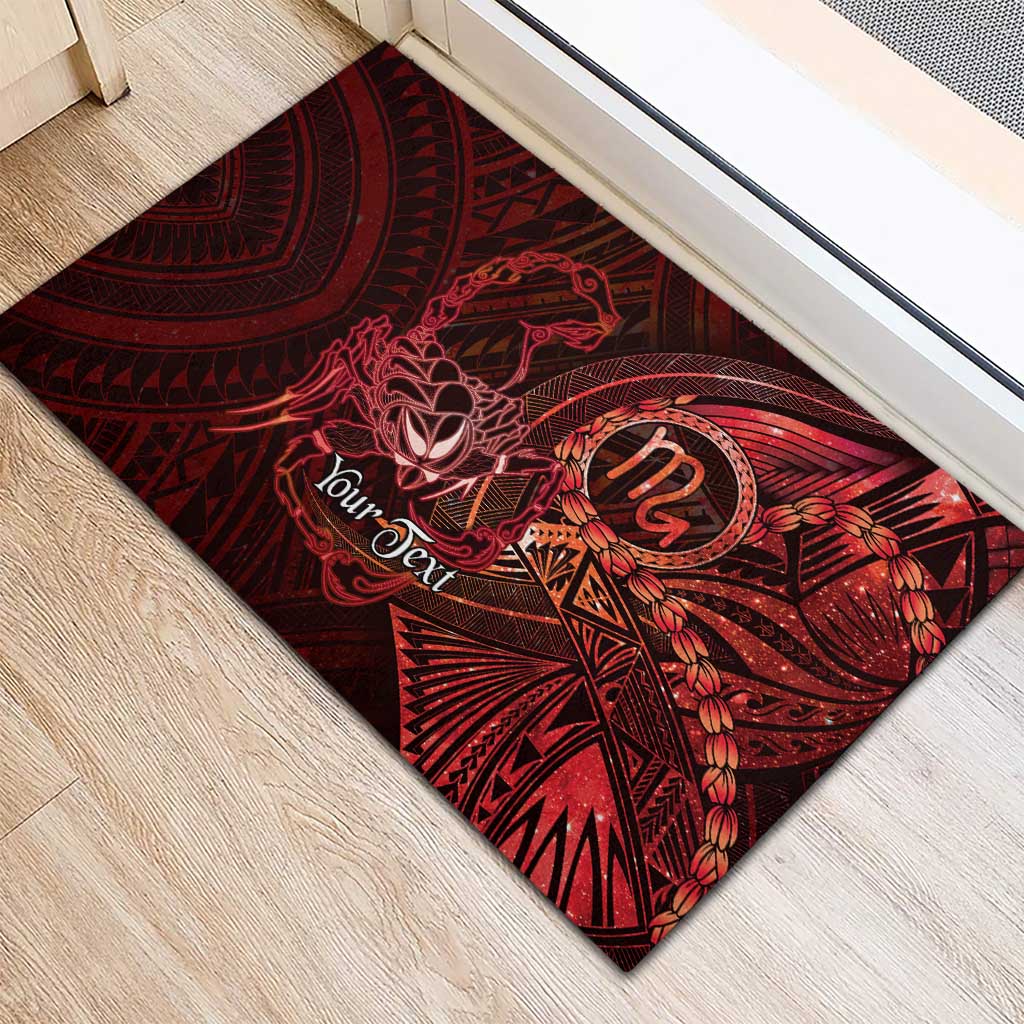 Personalised Polynesia Zodiac Scorpio Rubber Doormat Galaxy Polynesian Pattern Chest Tattoo Style LT14 - Polynesian Pride