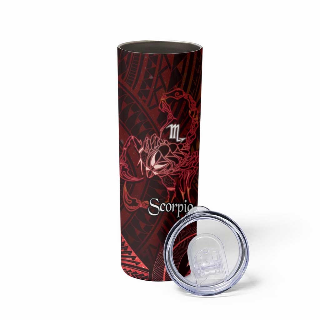 Personalised Polynesia Zodiac Scorpio Skinny Tumbler Galaxy Polynesian Pattern Chest Tattoo Style