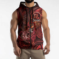Personalised Polynesia Zodiac Scorpio Sleeveless Zip Hoodie Galaxy Polynesian Pattern Chest Tattoo Style LT14 - Polynesian Pride
