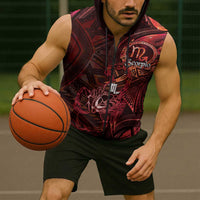 Personalised Polynesia Zodiac Scorpio Sleeveless Zip Hoodie Galaxy Polynesian Pattern Chest Tattoo Style LT14 - Polynesian Pride