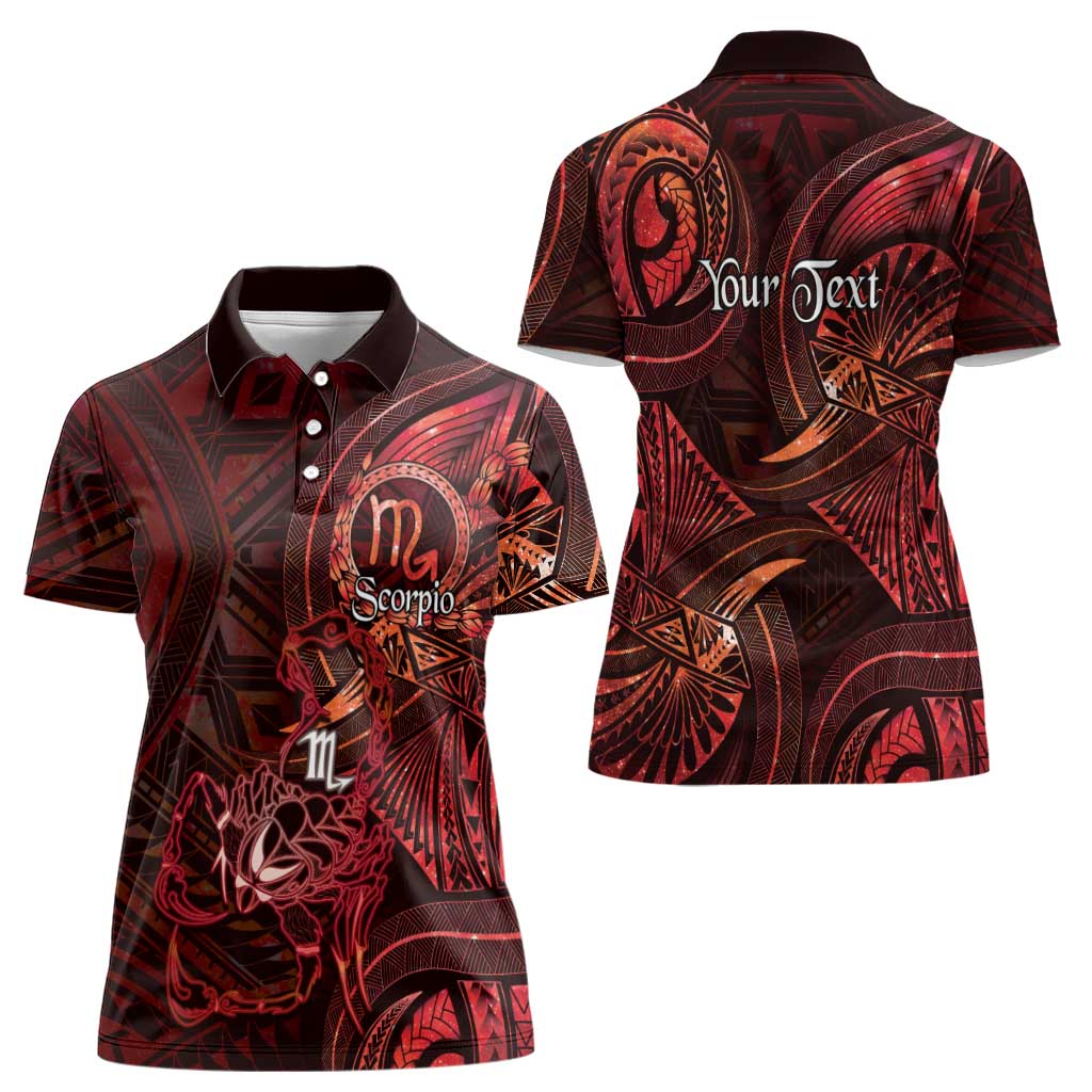 Personalised Polynesia Zodiac Scorpio Women Polo Shirt Galaxy Polynesian Pattern Chest Tattoo Style LT14 - Polynesian Pride