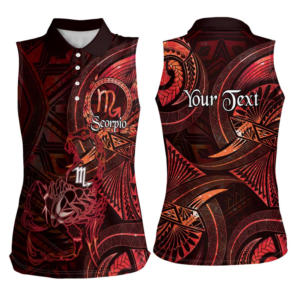 Personalised Polynesia Zodiac Scorpio Women Sleeveless Polo Shirt Galaxy Polynesian Pattern Chest Tattoo Style LT14 - Polynesian Pride