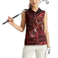 Personalised Polynesia Zodiac Scorpio Women Sleeveless Polo Shirt Galaxy Polynesian Pattern Chest Tattoo Style LT14 - Polynesian Pride