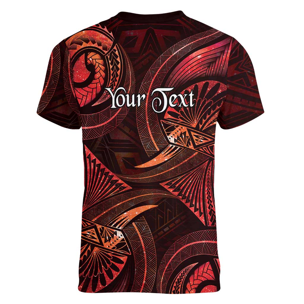 Personalised Polynesia Zodiac Scorpio Women V-Neck T-Shirt Galaxy Polynesian Pattern Chest Tattoo Style LT14 - Polynesian Pride